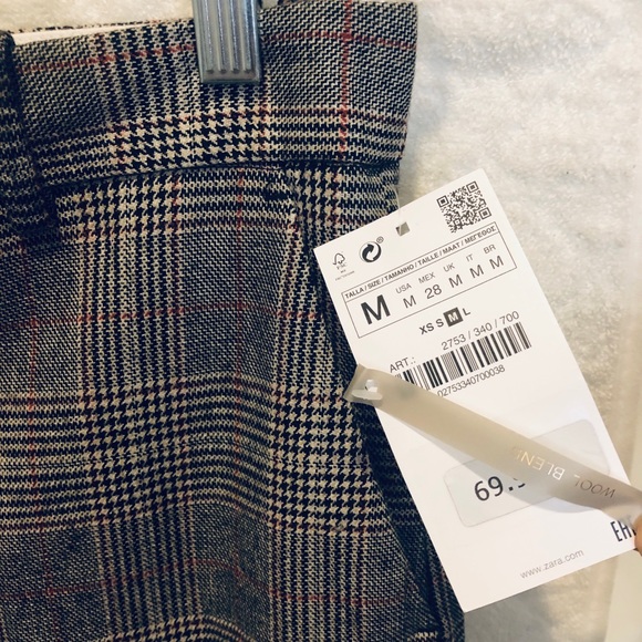 NWT ZARA WIDE LEG CHECKERED PANT - Picture 5 of 7